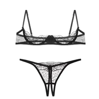 womens sheer lace hollow embroidered mesh underwear exotic adjustable straps open mask cup bra push up underwire bra