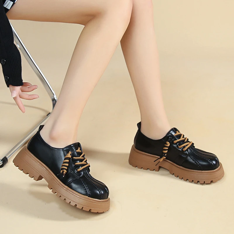 

Женские винтажные лоферы с перекрестными ремешками, Нескользящие лоферы на толстой нескользящей подошве с пилообразными зубцами, универса...