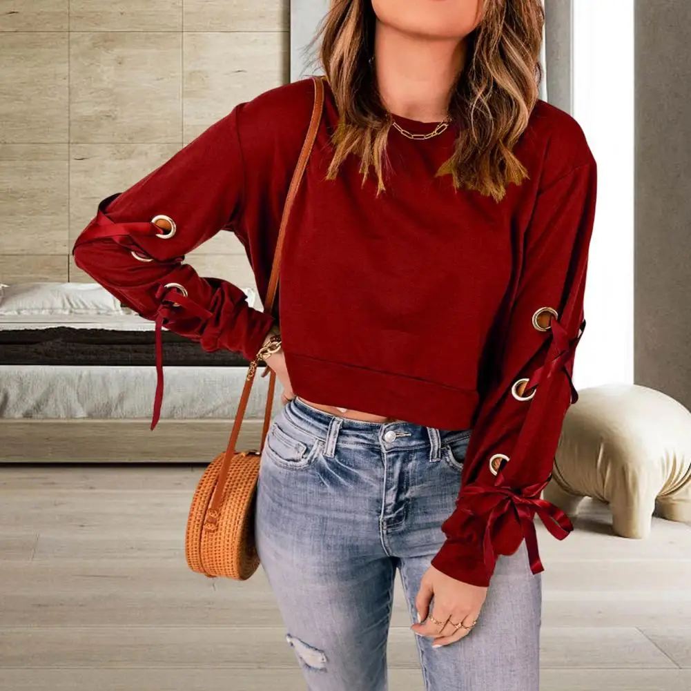 

Женская классическая блузка с круглым вырезом, демисезонный Повседневный пуловер с защитой от выцветания, блузка, уличная одежда