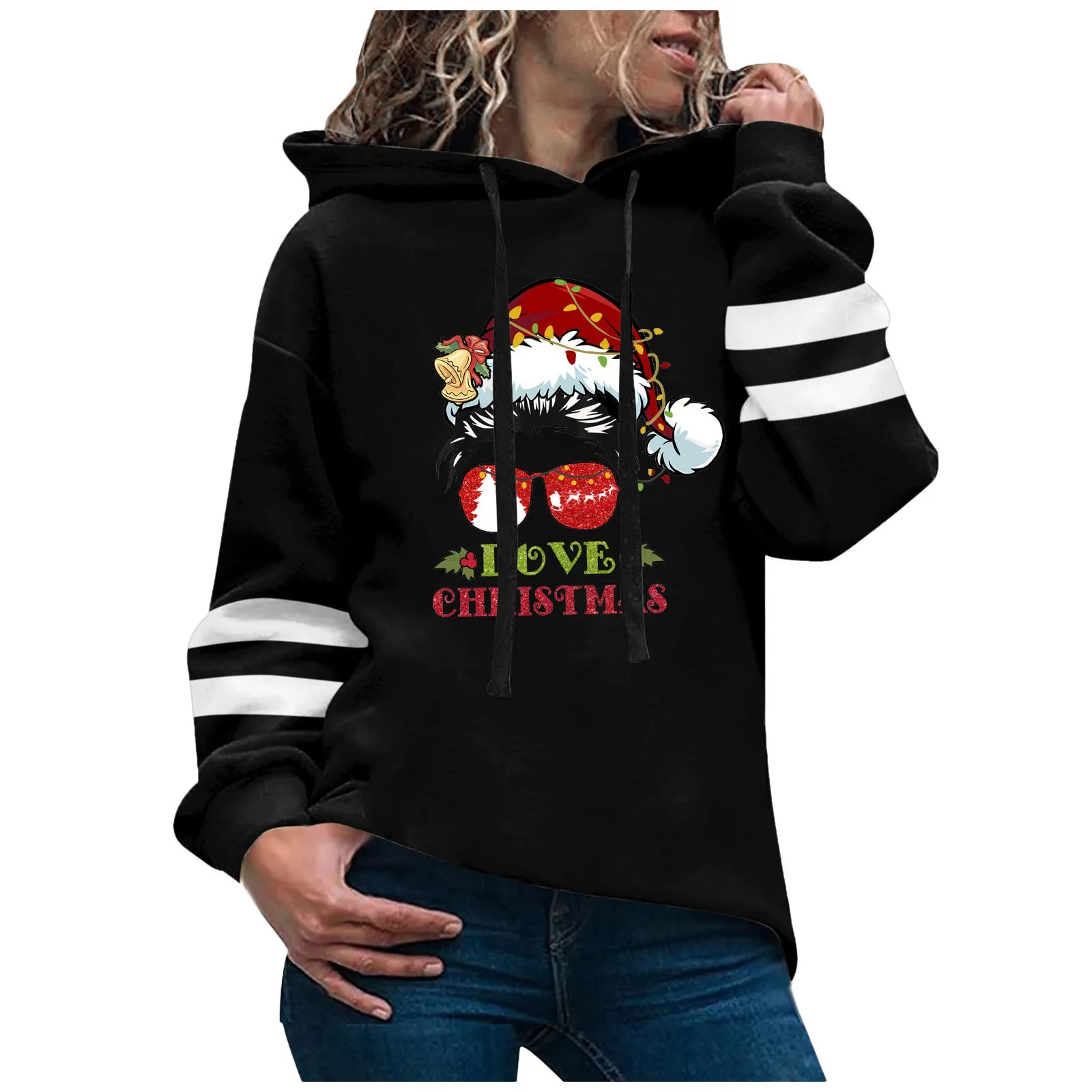 

Women O Neck Casual Long-Sleeved Hoodie Christmas Print Tether Sweatshirt Pullover Space Hoodies for Women Sweatshirt Dress