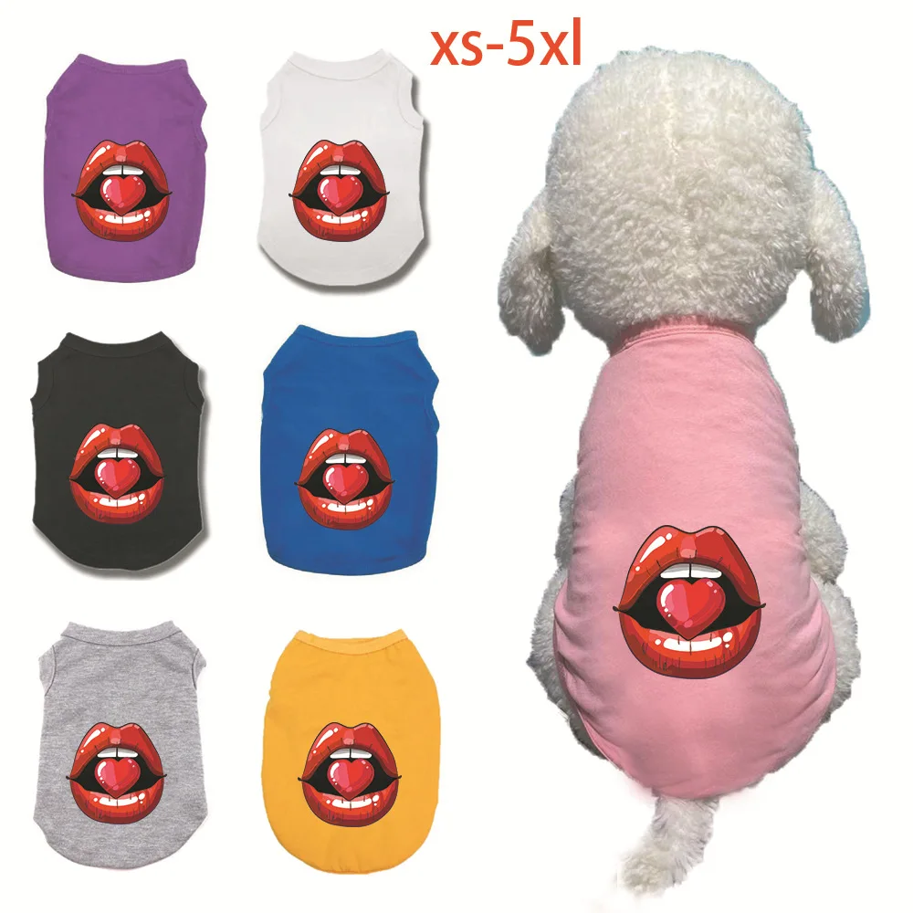 

Pet Small Dog Clothes Spring Summer Color Lips Dog Vest French Bulldog Chihuahua Dog Clothes for Small Dogs Dog Clothing XS-5XL