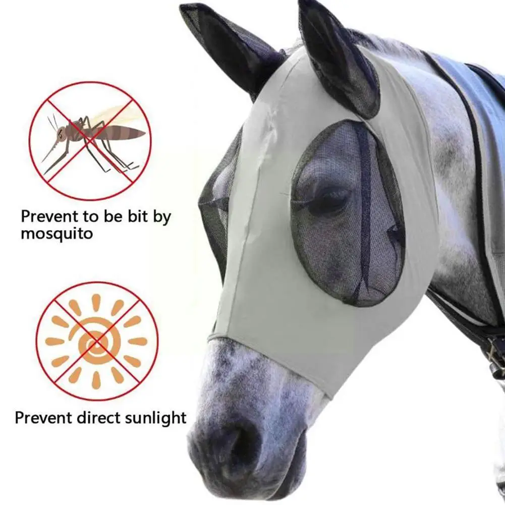 

Breathable Mesh Anti-mosquito Lightweight Comfortable Ear Cover Horse Fly Face With Cover Horse Horse X3j2
