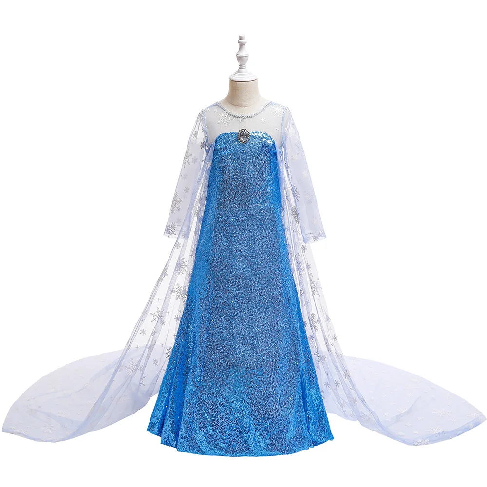 

New Frozen 2 girl princess dress sequined long sleeve children's dress dress children's birthday party dress role-playing dress