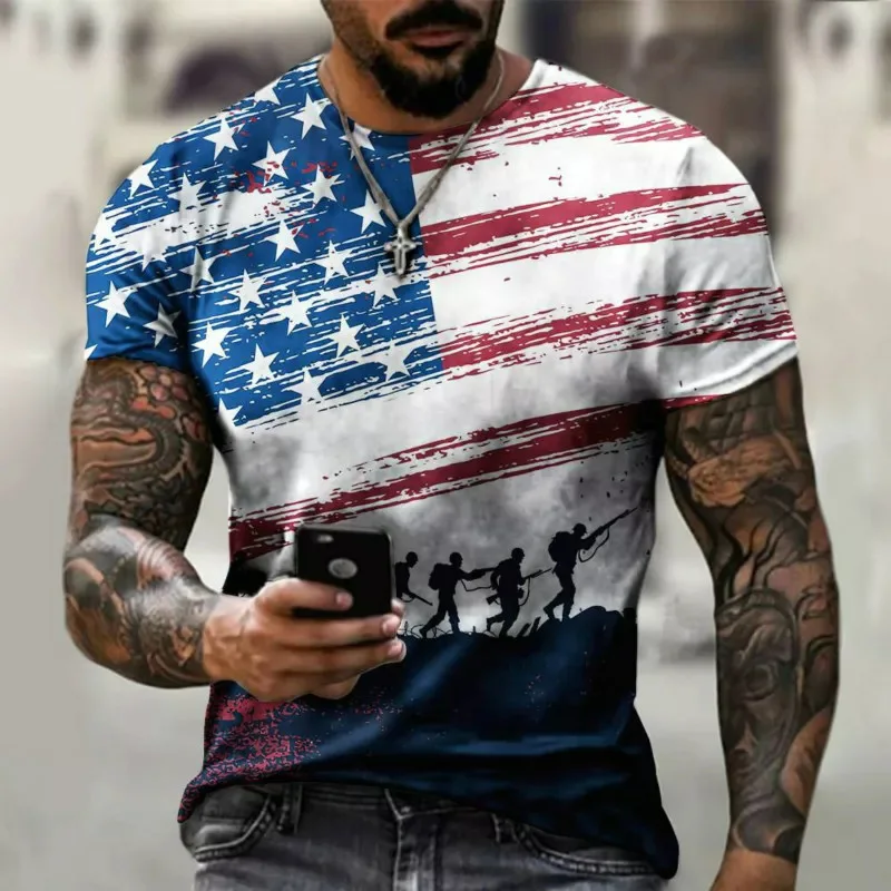 Unisex Casual 3D Printed Tshirt V-neck Short Sleeve Plus Size T-shirt National Flag Printed Men Tops Cool Fashion Streetwear