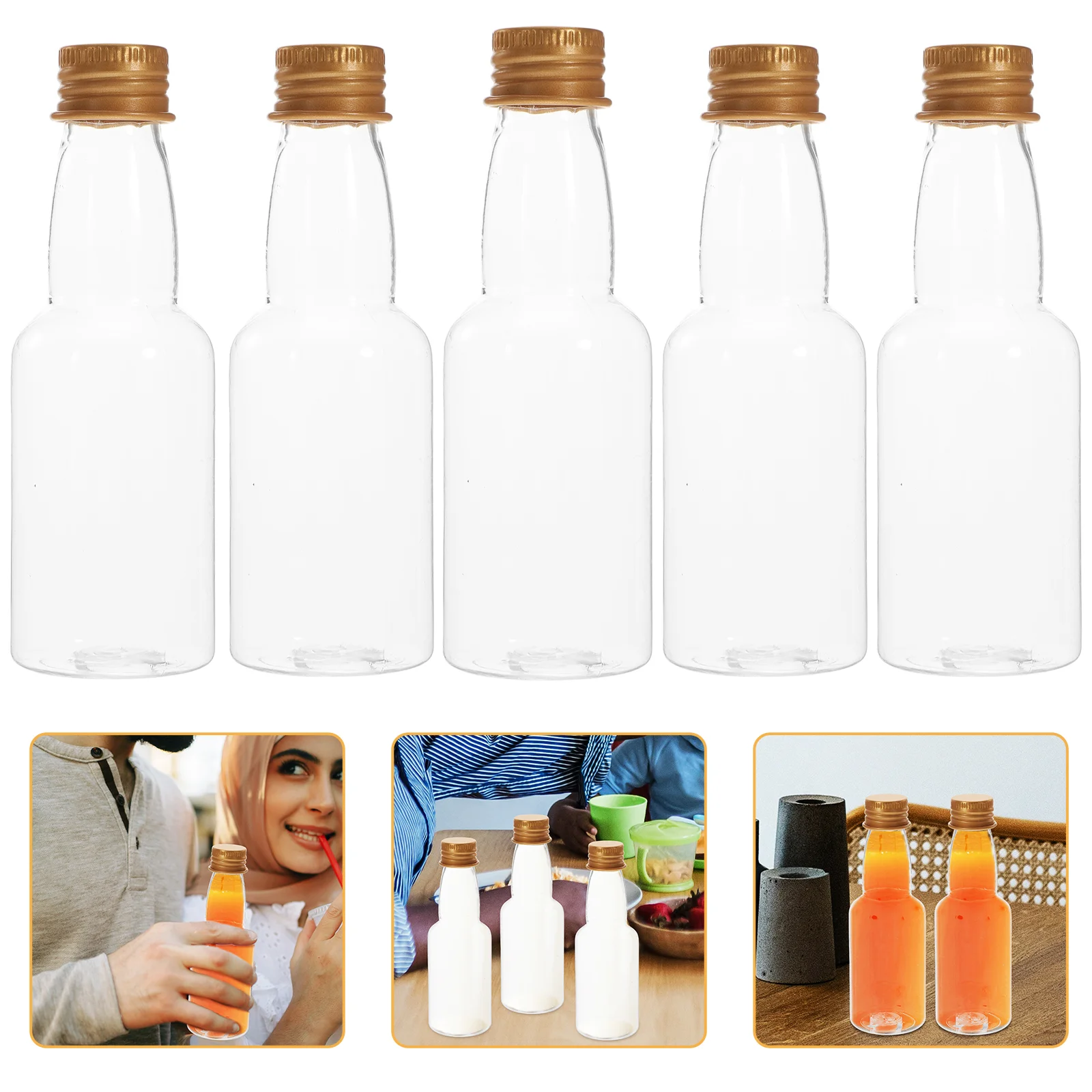 

25 Pcs Transparent Juice Bottle Clear Drinking Bottles Mini Syrup Container for Refrigerator Plastic Travel Containers