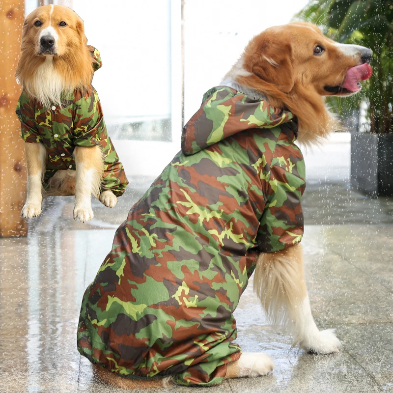 

Коллекция 2022 года, модная одежда для домашних животных, камуфляжная водонепроницаемая куртка от дождя для средних и больших питомцев, дышащ...
