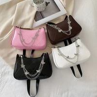 womens bag 2022 trend pu leather messenger bag vintage butterfly chain pure color zipper handbag luxury underarm bag woman