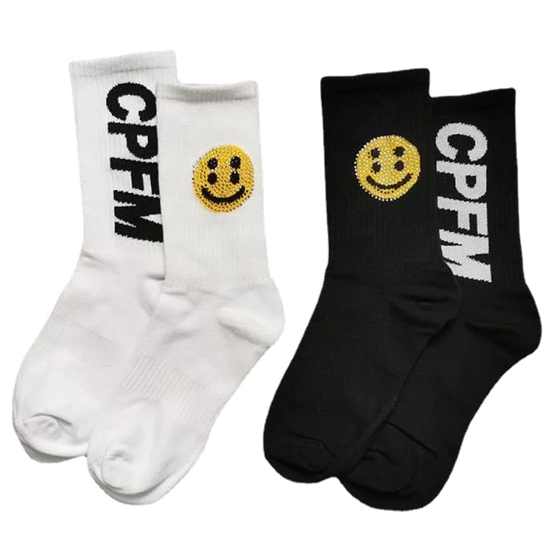 

High Qutlity Hot Diamond Smiley CPFM. XYZ Socks Men Women 100% Cotton CPFM Socks Fashion Four Seasons Mon Compte