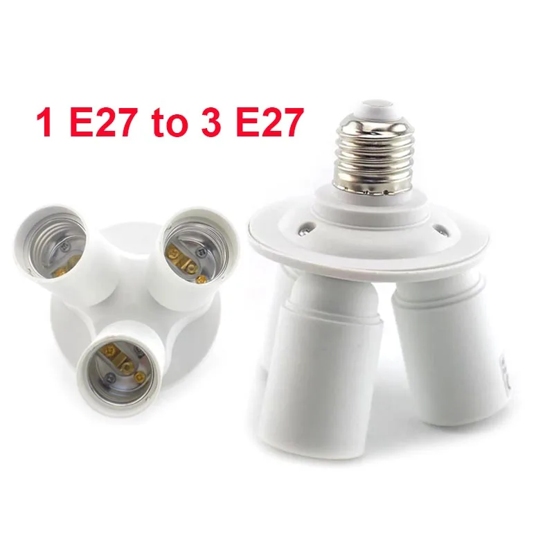 

1 E27 to 3 E27 Adapter Bulb Lamp base plug Light Splitter Lamp LED light Socket 110V-240V Adaptor Bulb Converter Holder 3 Heads