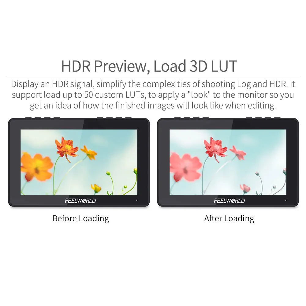 Фото FEELWORLD Новый LUT7S PRO 7-дюймовый 2200nits DSLR-камеры полевой монитор ультра яркий 3D LUT сенсорный экран 4K HDMI 3G-SDI входной выход №5