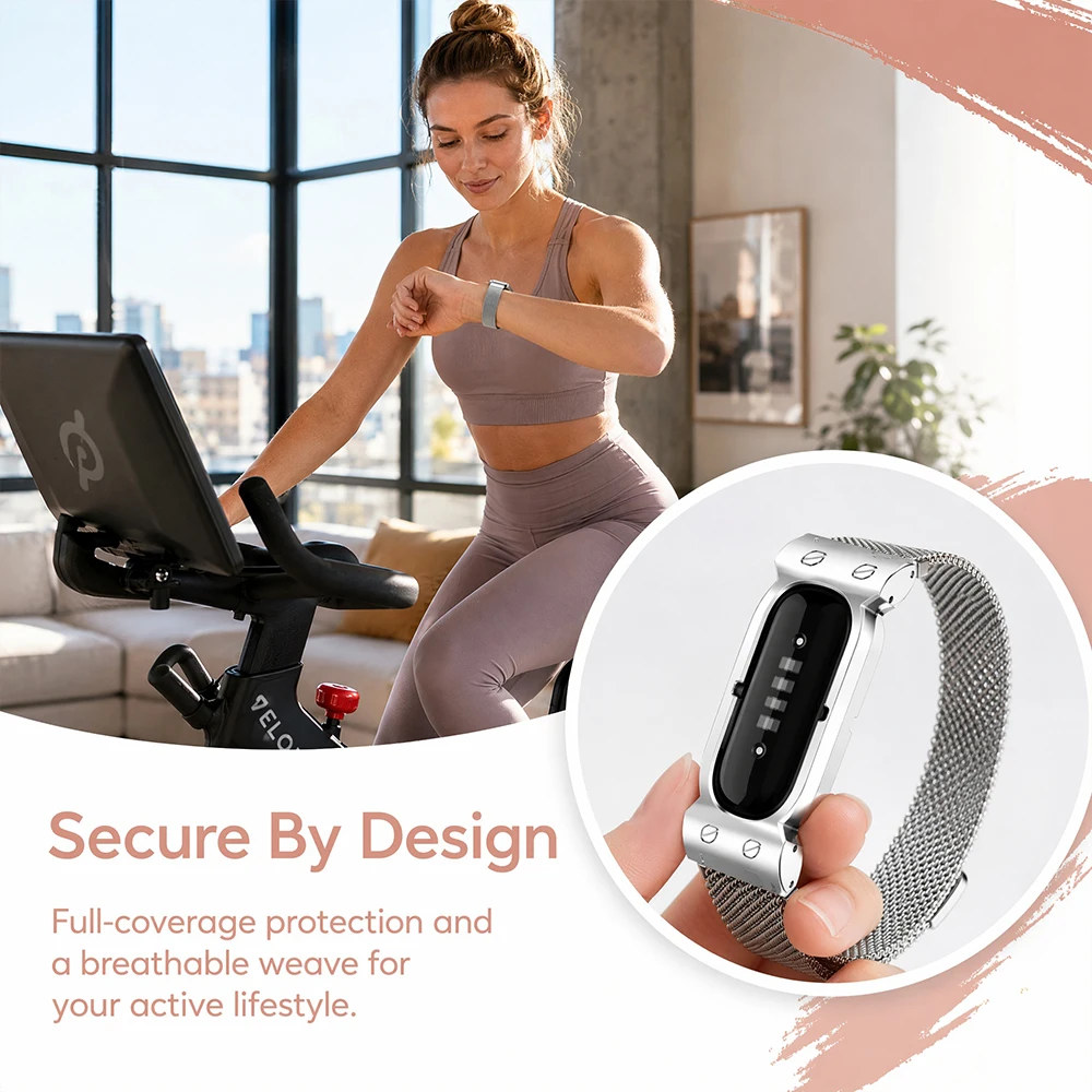 Фото Миланский ремешок для часов Fitbit Air, сменный сетчатый ремешок из нержавеющей стали, магнитный браслет, металлический браслет для мужчин и женщин №3