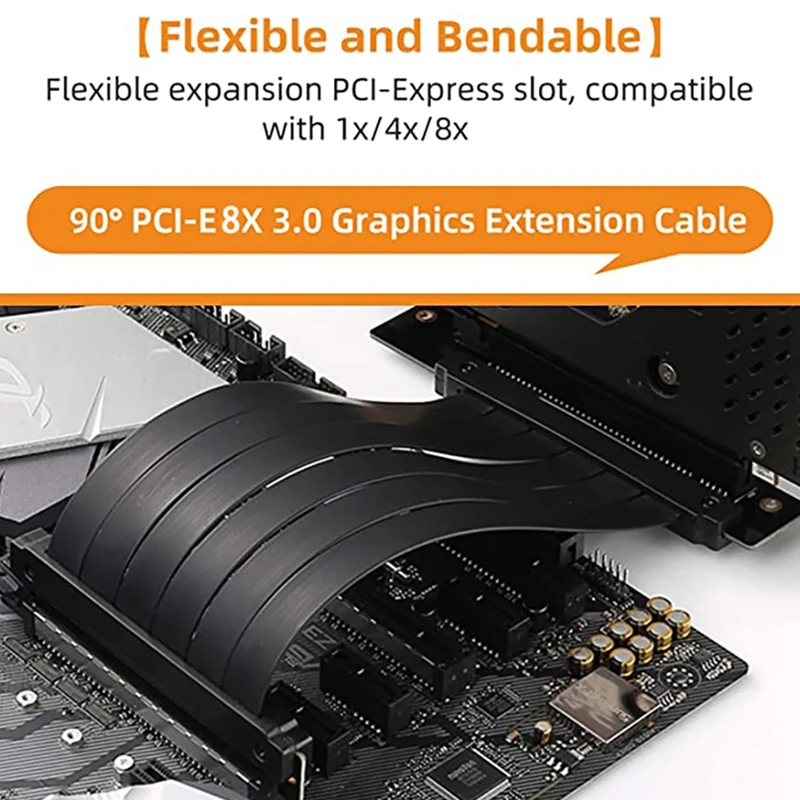 PCIE 8X To 16X 90° Elbow USB3.0 Graphics Card Extension Cable PCI Express Port GPU Lift Cable Right Angle Connector