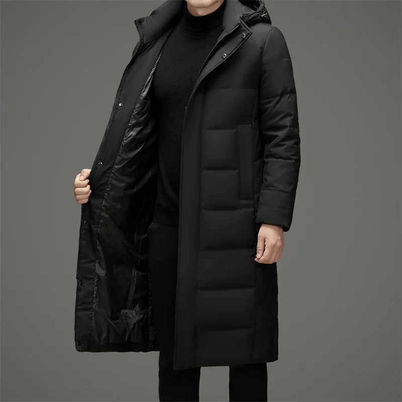 Мужской зимний пуховик длинный утиный пух Мужская Легкая Дизайнерская одежда с