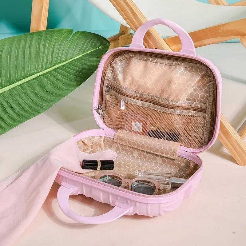 3-Inch New Portable Women Cute Mini Cosmetic Case Lightweight Small Makeup Travel Suitcase Female Student Toiletry Storage Bag
