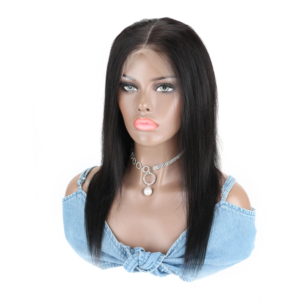 13x4 Straight Lace Front Wig Brazilian Human Hair Lace Frontal Wigs for Women 180% Preplucked with Baby Hair Natural Amplitude