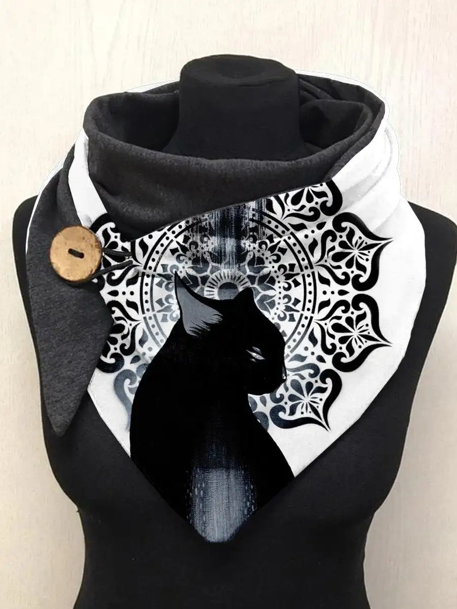 

Women's Cat Print Casual Wrap Scarf