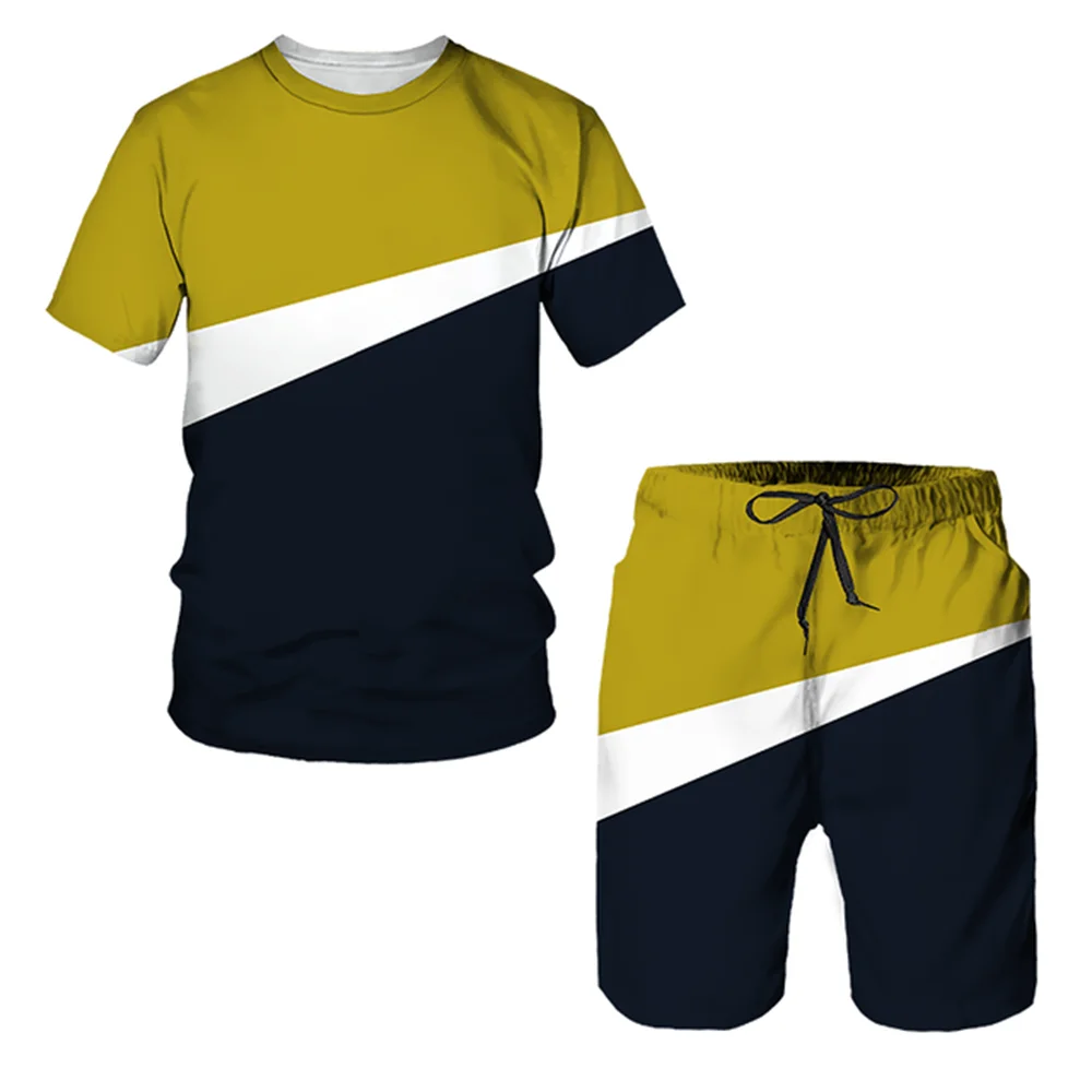 Summer Simplicity Printing Men's T Shirt Loose O-neck Short Sleeve Tops Casual Comfortable Shorts 2 Piece Outfit Men Clothing