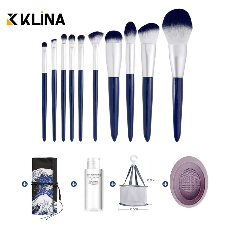 

KLINA 10PCS Makeup Brushes Set Kit Natural Brush Foundation Powder Blush Concealer Eye Shadow Make Up Cosmetic Beauty Tools
