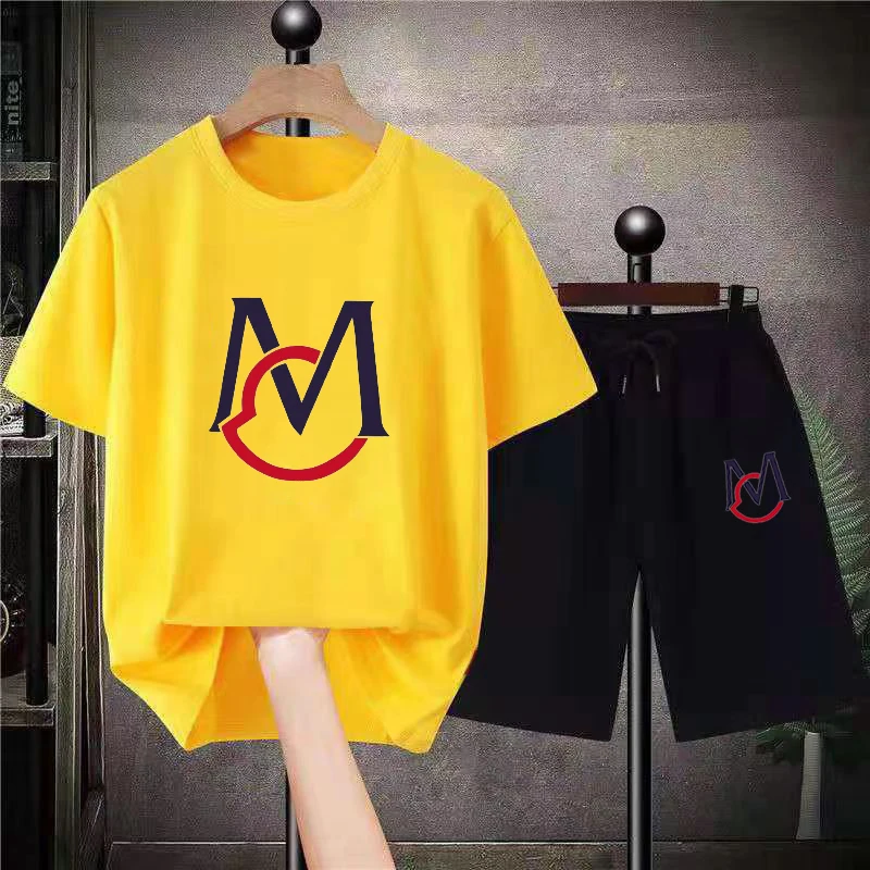 2023 Luxury Brands Cotton Set Men Oversized High Quality M Printed TShirts Shorts Sets 2 Piece Outfits Sets Summer Streetwear