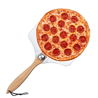 12in aluminum pizza shovel pizza spatula with foldable wood handle non slip bread paddle cheese cutter baking turner accessories