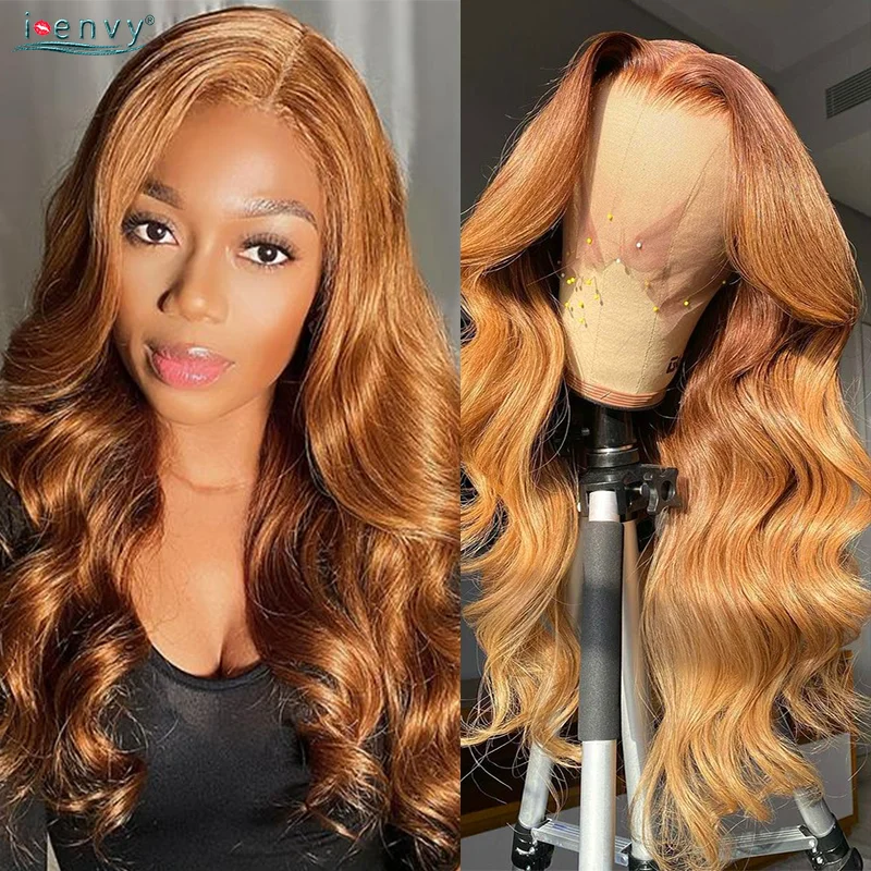 13×4 Ginger Blonde Lace Front Wig Human Hair Pre Plucked Brown Natural Body Wave Brazilian Lace Front Human Hair Wigs Curly Hair