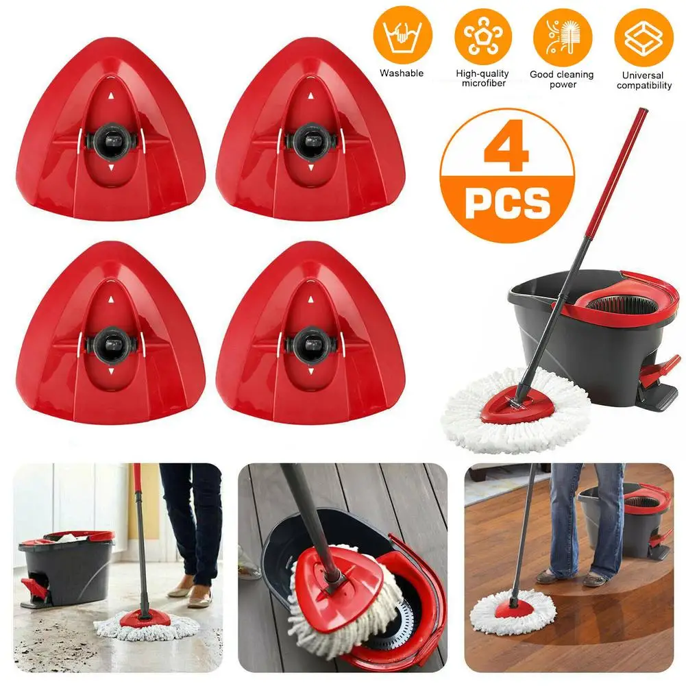 

4 Pack Replacement Swivel Triangle Mop Head Rotating Triangle Spinning Mop Replace Cover Plastic Disc Housing Base Accessories