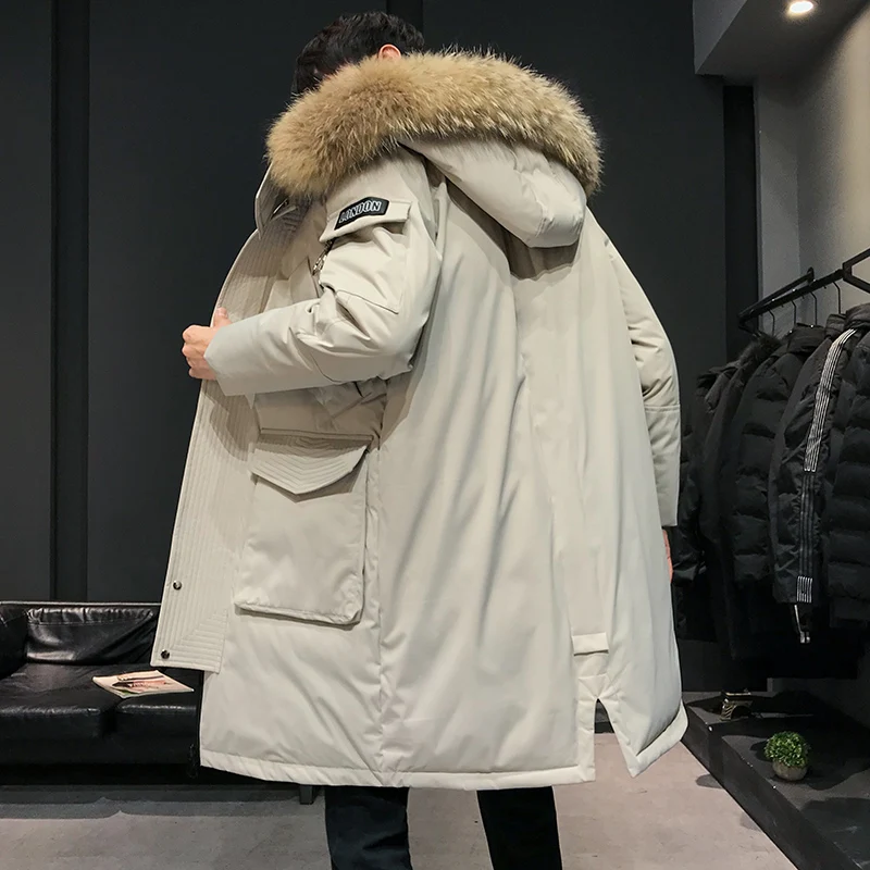 [Down jacket] New style thick hooded down jacket in winter Men's medium long fashionable youth large jacket