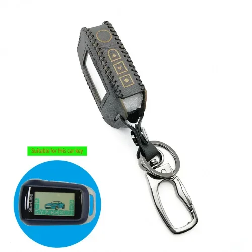 A94 Двусторонний ЖК-пульт дистанционного управления 100% кожаный брелок для ключей Чехол для русской версии Starline A94 2-сторонняя автомобильная сигнализация