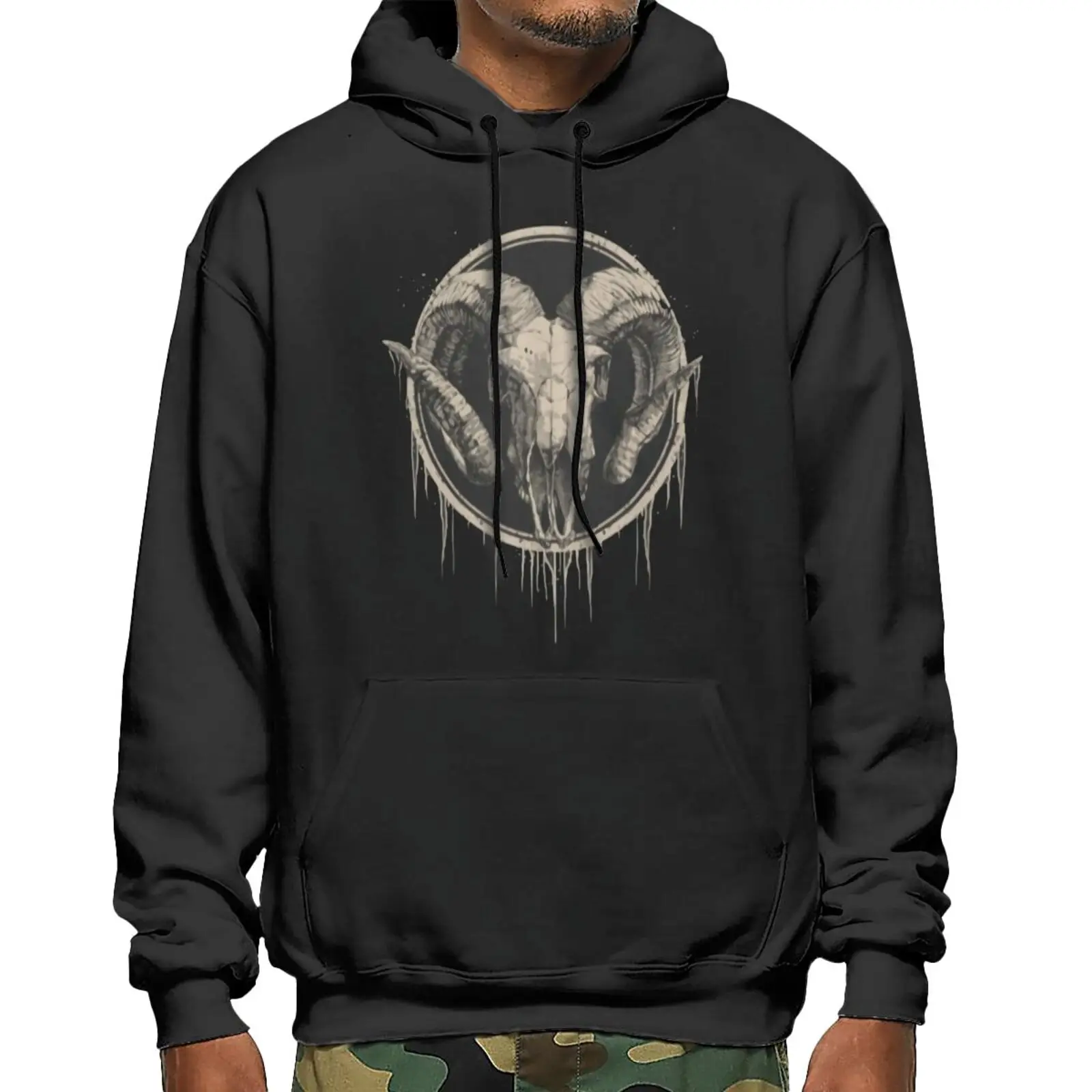 

Goat Head Horn Skull Nature Sweatshirts Hoodies Men's Clothing Techwear Men's Oversize Hoodie Men's Winter Sweater Hoodies Men