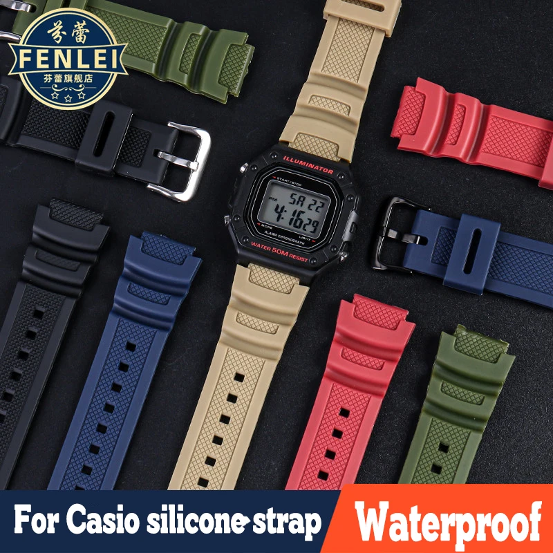 

Silicone Convex Strap For Casio SGW-300/400/500 AQ-S810 AE-1200/1000W W-800H/W-218H Waterproof Rubber Bracelet 18MM Watchband