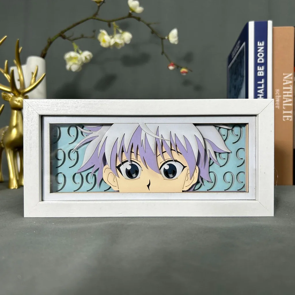 Killua светодиодный аниме световой короб для украшения спальни вырезанный из
