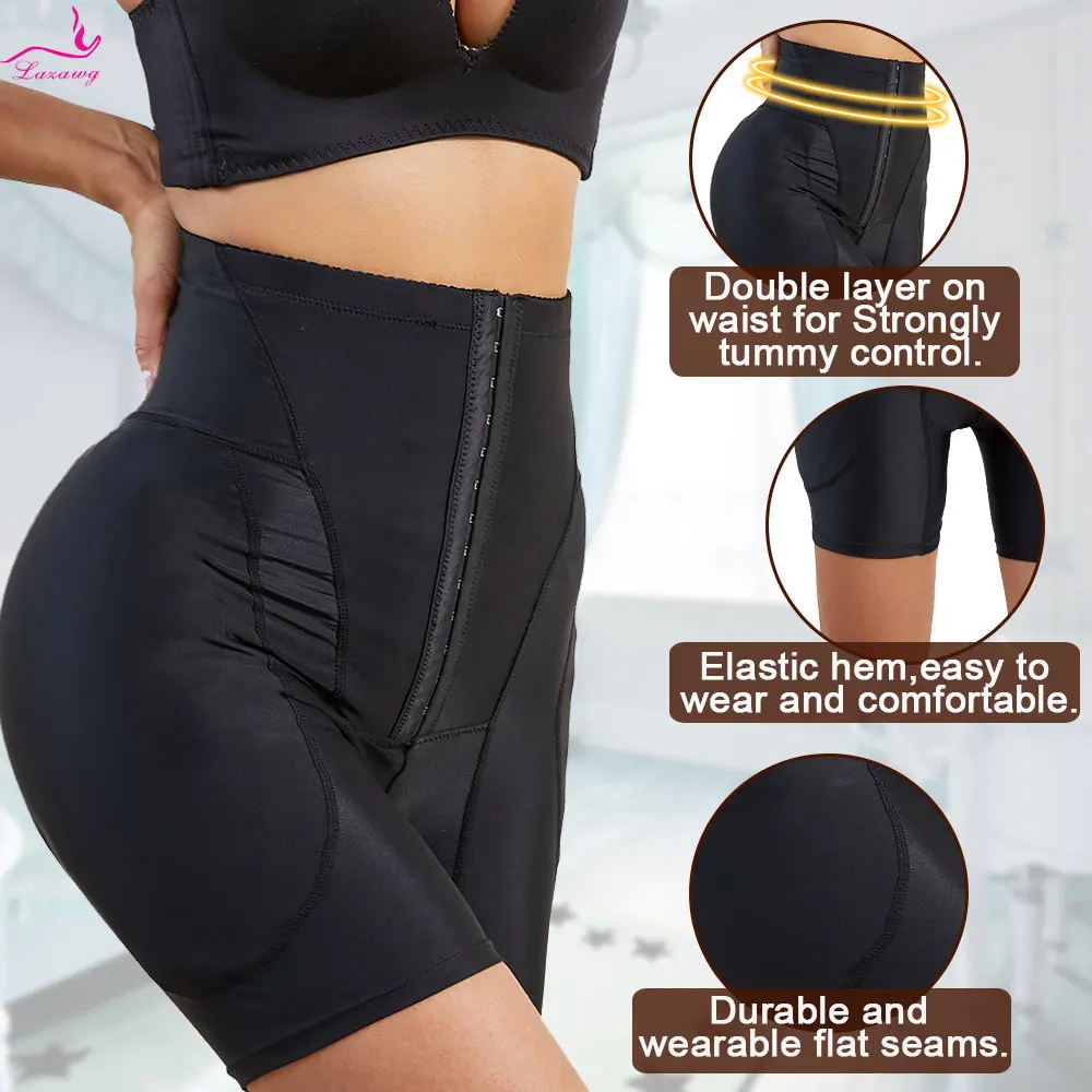 LAZAWG Butt Lifter Panties Push Up Shapewear Hip Shaper Underwear Slimming Tummy Control Shorts High Waist Body Shaper with Pads