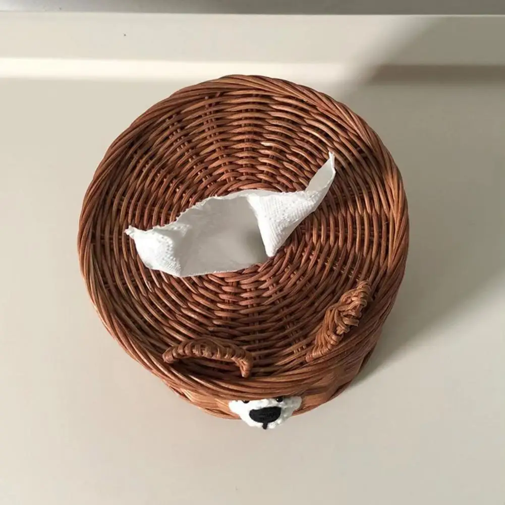 

Ротанговый отличный ручной работы медведь ротанговая коробка для салфеток настольное украшение практичная бумажная коробка большой емкос...