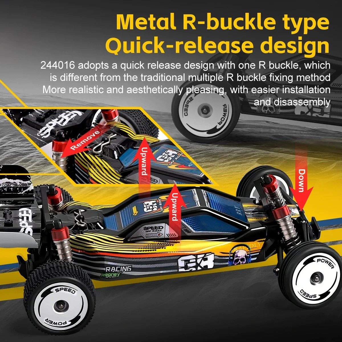 Фото Радиоуправляемая машинка 1:24, 3-скоростная, с независимой подвеской, 2WD, 25 км/ч, высокоскоростная, 2.4G, на пульте управления, для дрифта и гонок, игрушка №4