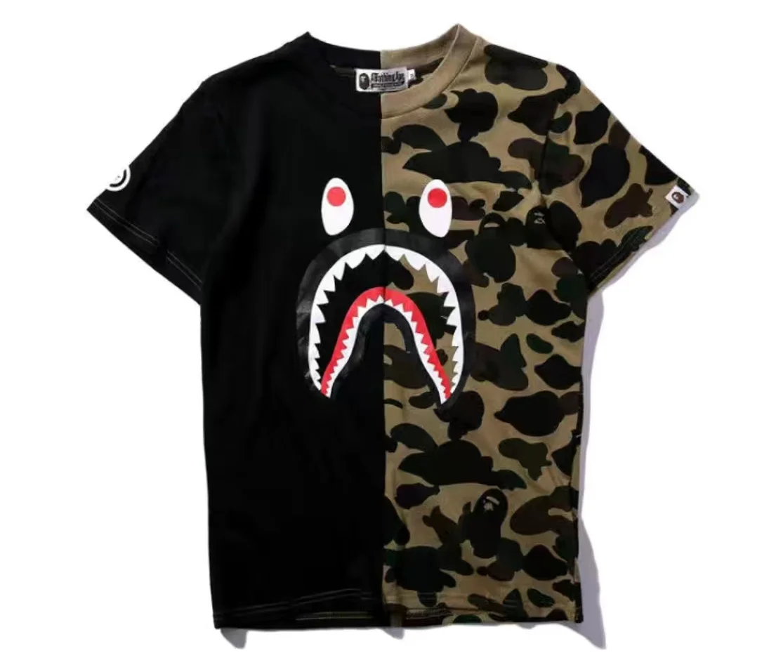 

Fashion Camo couple T-shirt Men and women cotton Shark casual short sleeve summer street wear