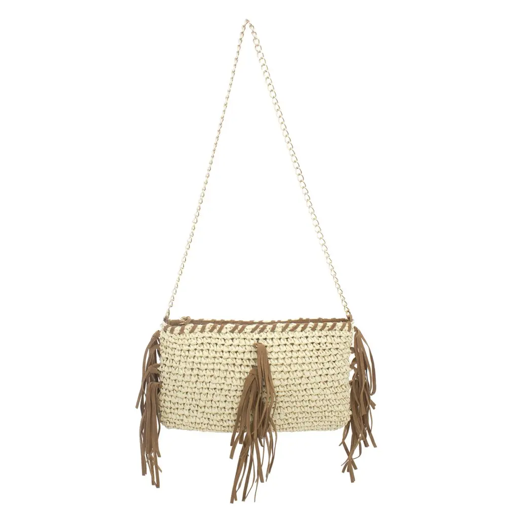 Women`s Paper Straw Bag with FRINGE
