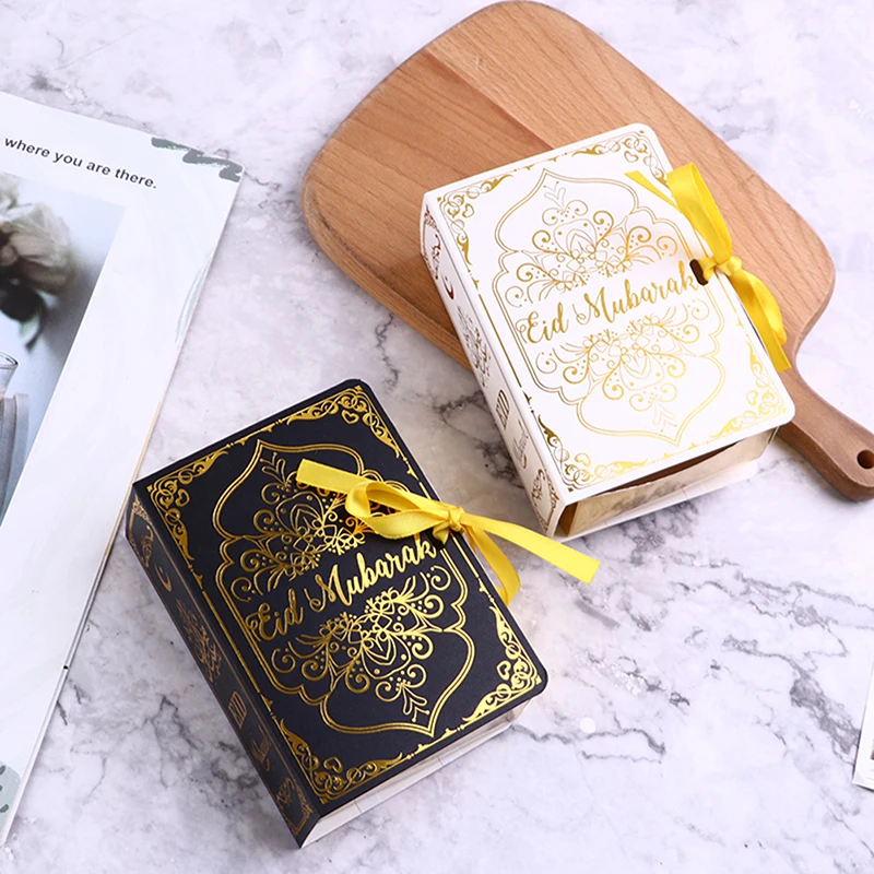 

5Pcs Book Shape Eid Mubarak Chocolate Candy Boxes Ramadan Decor Gift Packaging Box 2023 Islamic Muslim Festival Party Supplies