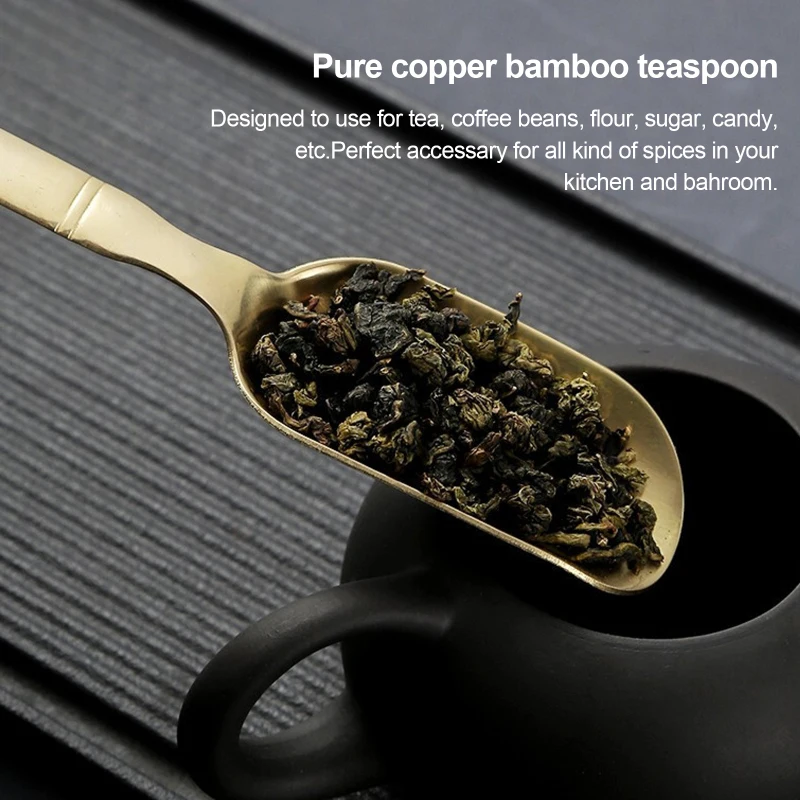 

Retro Metal Copper Tea Spoon Stainless Steel Ebony Rosewood Teaspoon Tea Set Bamboo Tea Shovel Tea Ceremony Accessories Tool