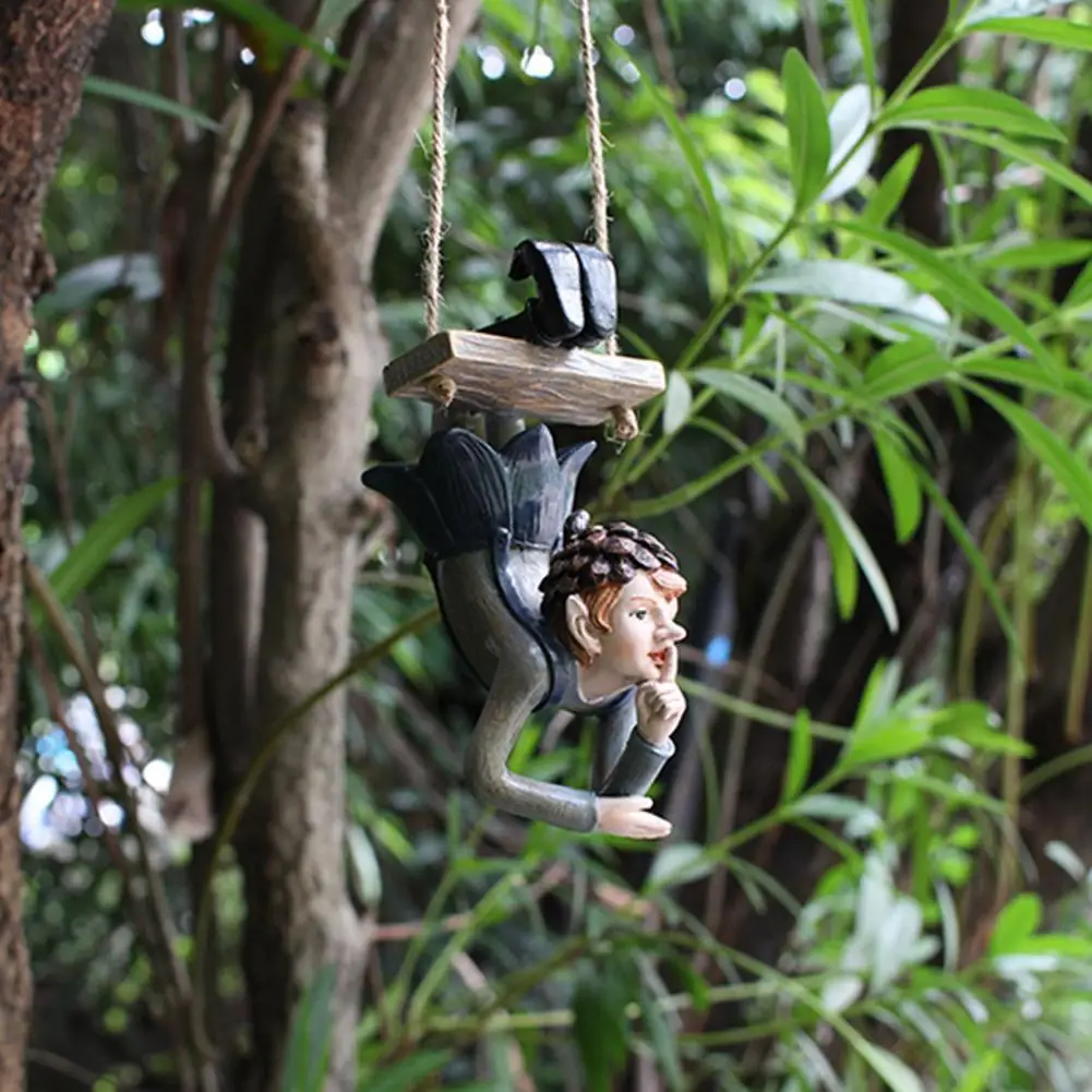 

Привлекательная подвесная статуя эльфа, садовая Статуэтка для вечеринки, подвесное украшение эльфа, забавное создание атмосферы