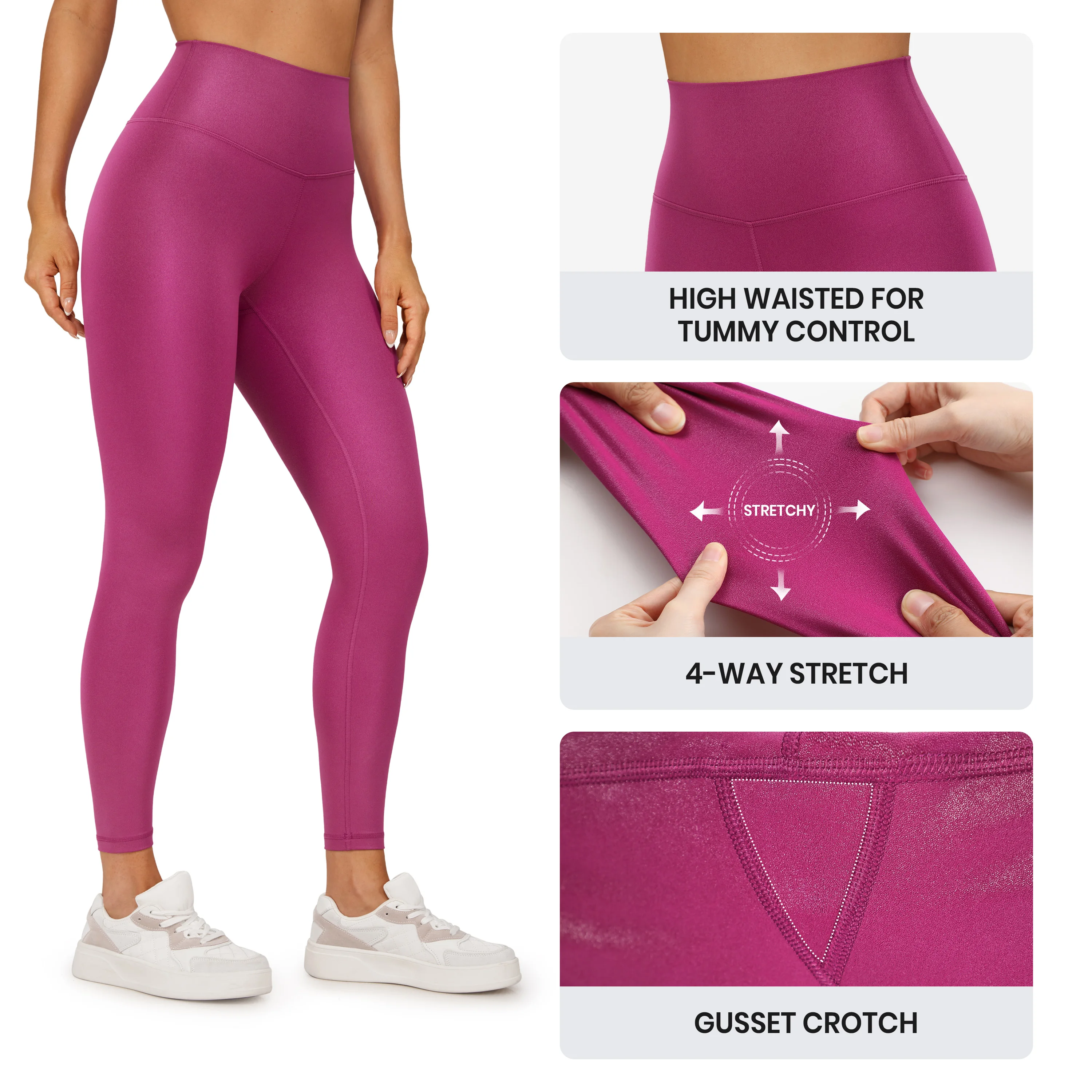 Женские леггинсы SYROKAN из искусственной кожи с матовым покрытием текстурные для