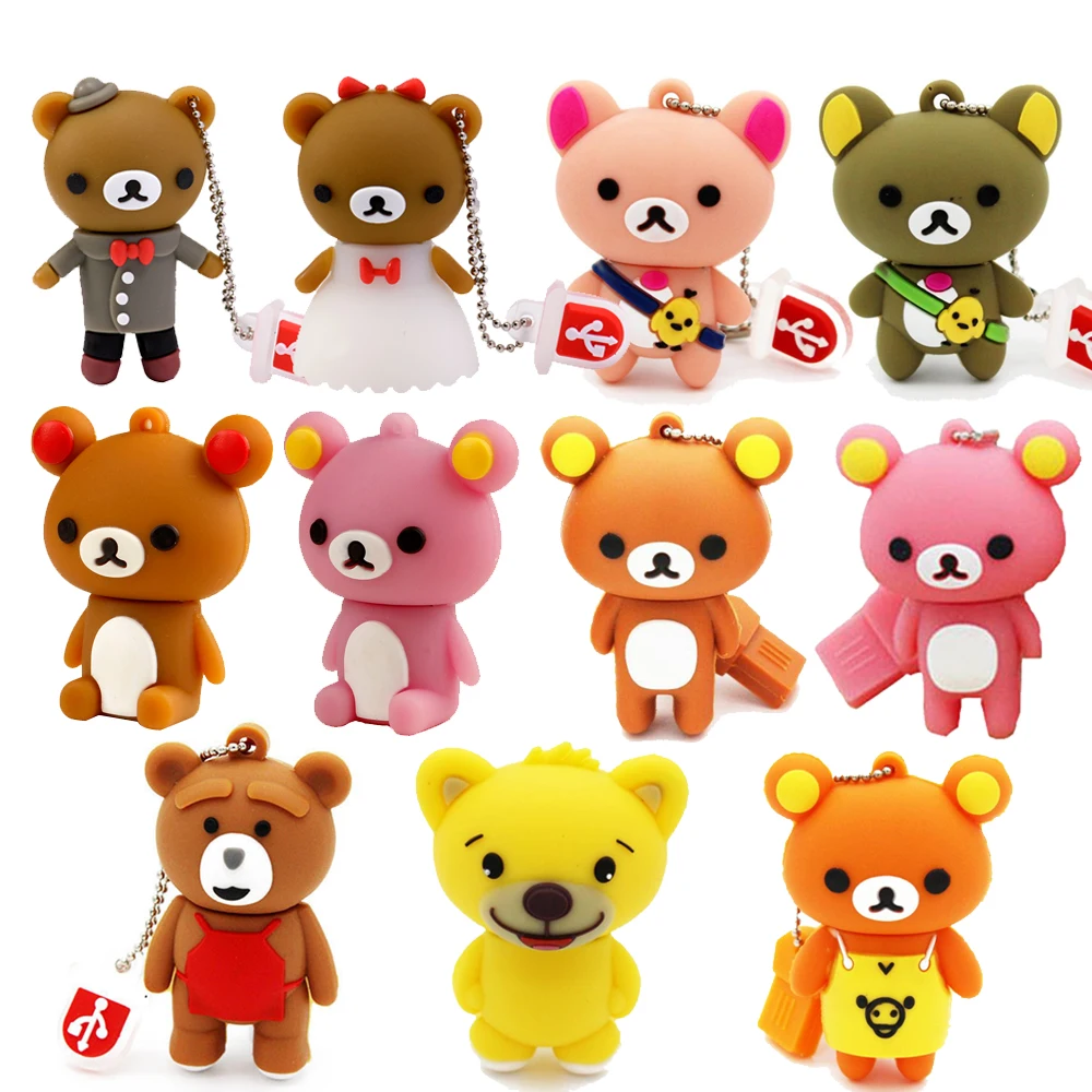 

JASTER Cute Bear USB Flash Drives 64GB Cartoon Pen Drive 32GB Creative Gifts for Kids Memory Stick 16GB Free Key Chain U disk