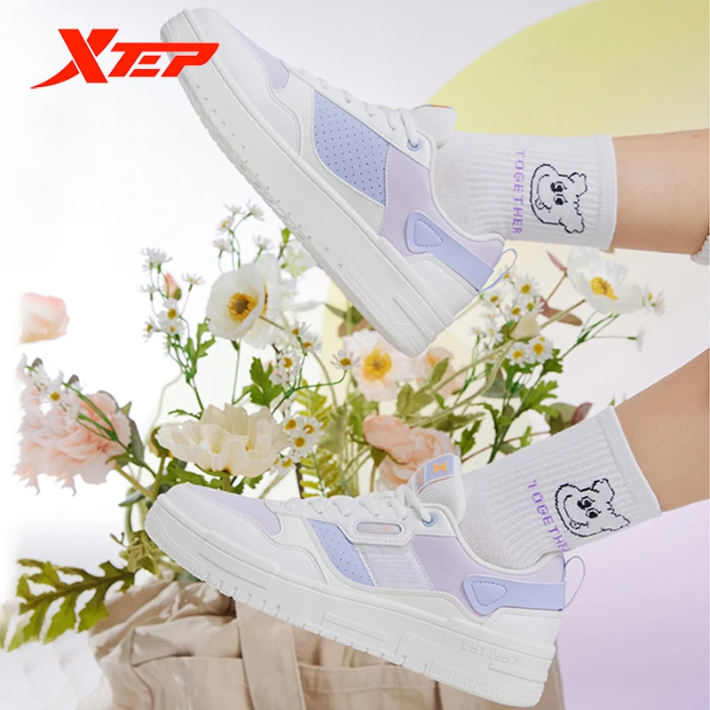 

Xtep Mu Bai Women Sneaker Autumn Fashion Casual White Skateboard Shoes Outdoors Walking Ladies Sport Shoes 878318310016