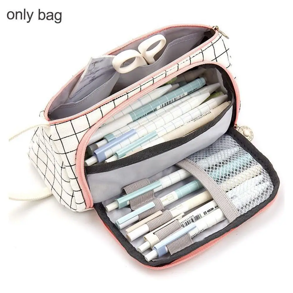 

Многослойный органайзер для ручек большой емкости, клетчатый простой карандаш, стационарная сумка, прозрачный чехол для ручек E9J7
