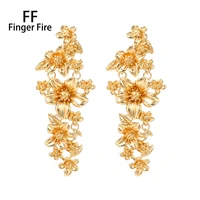 exquisite new gold plated luxury flower earrings bridal engagement banquet long fashion jewelry wholesale