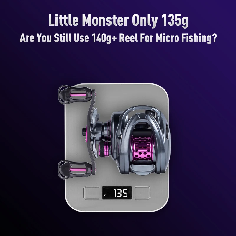 Kingdom 135g Ultra Light Spool Bait Finesse Baitcasting Fishing Reel Micro Monster 7.1:1 8.1:1 4kg Shallow Spool Light Game Coil