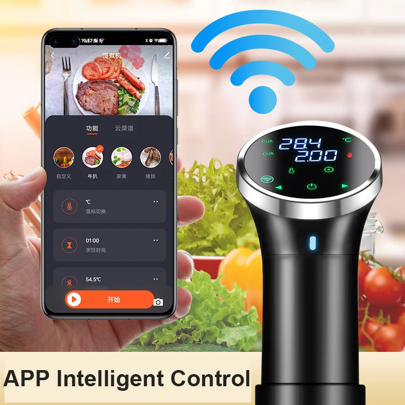 1100W WIFI Vacuum Sous Vide Cooker Immersion Circulator Accurate Cooking with LED Digital Display Tuya APP Slow Heater |