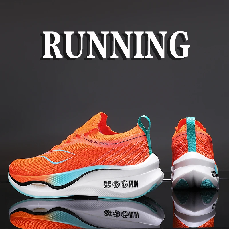 Orange Mesh Breathable Running Sport Shoes Sneakers Men Light Soft Thick Sole Hole Couple Shoes Athletic Sneakers Women Shoes 45
