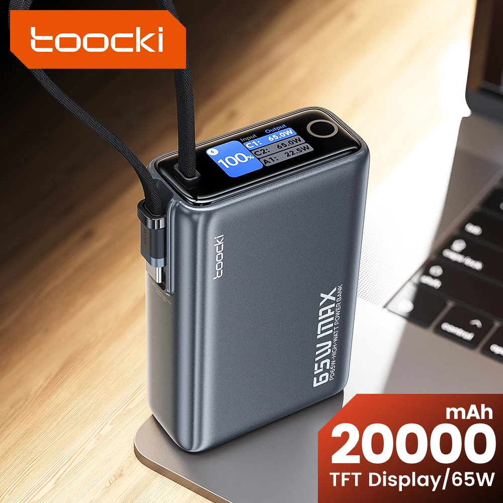Toocki 65W 20000mAh Power Bank with Digital Display