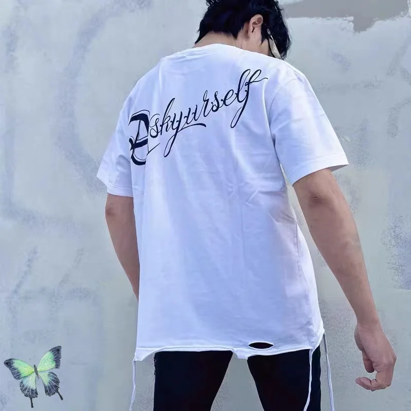 

White Damage ASK T Shirt ASKYURSELF Hip Hop Funny Design T-Shirt