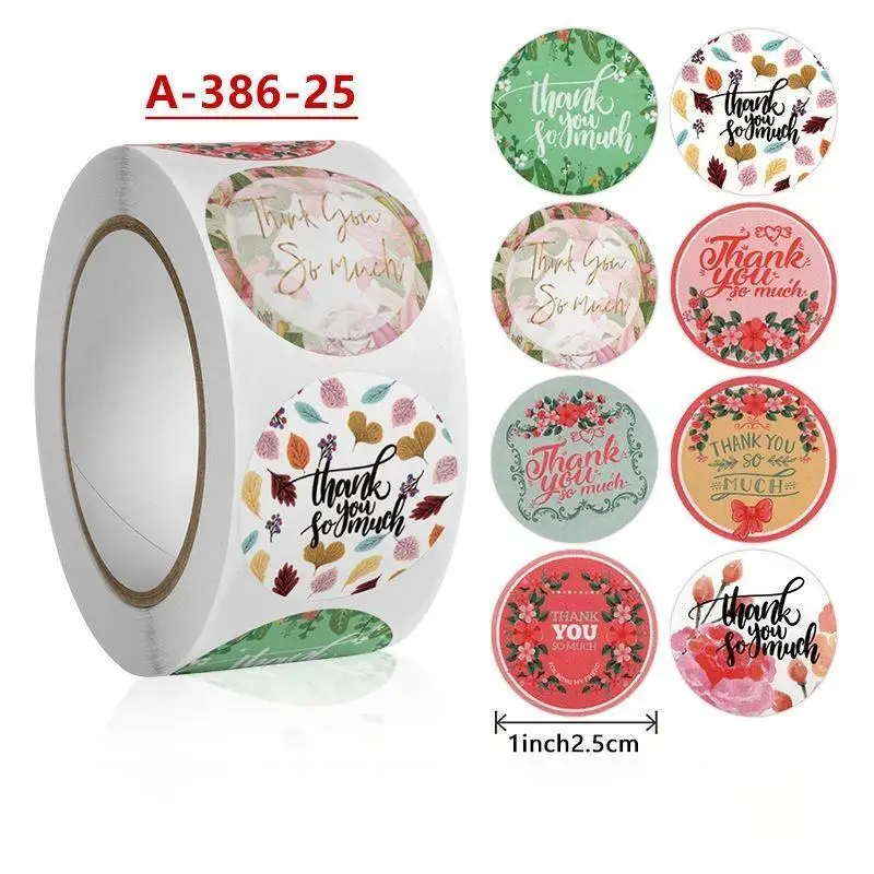 

500pcs Vintage Round thank you Stickers scrapbooking material Gift Stationery Label craft supplies christmas letter stickers